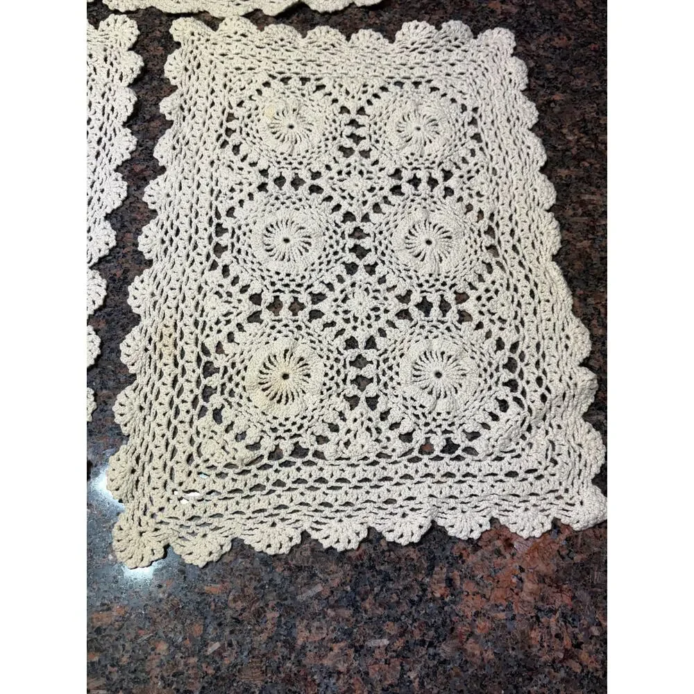 Vintage Crochet Lace Cream Doily 10.5